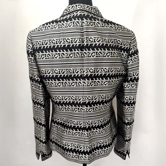 Nina McLemore 100% Silk Patterned Tailored Botton-Down Blazer Jacket Size 6 - Picture 3 of 14